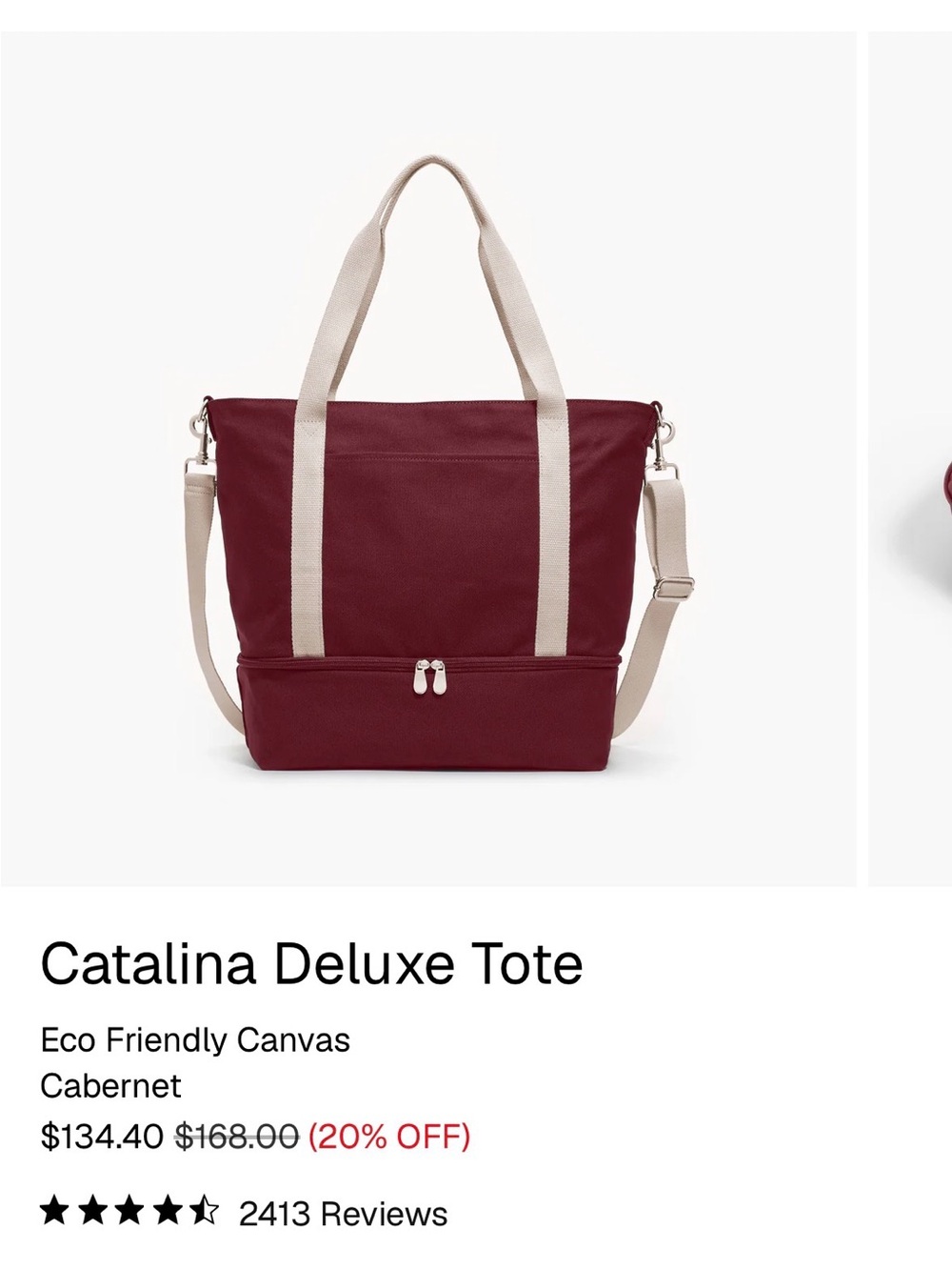 Lo & Sons Catalina Deluxe Tote - Cabernet with Cream Straps